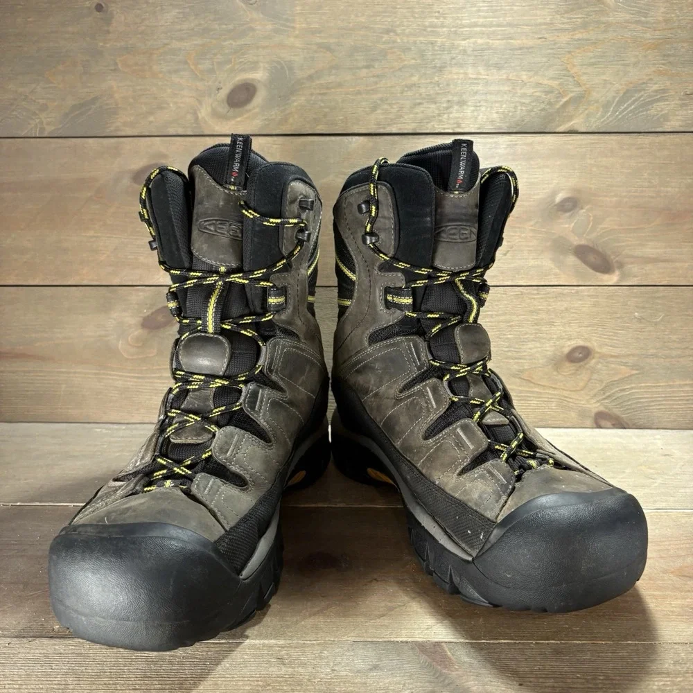 keen summit county mens size 9.5 shoes brown leather waterproof snow boots